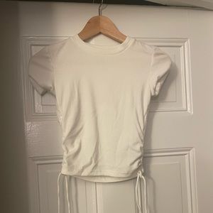 NWT Zara White Fitted Tee with Tie Details on Sides